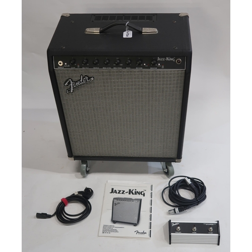 473A - FENDER JAZZ KING guitar amplifier with three button foot switch and canvas Fender amplifier cover, k... 