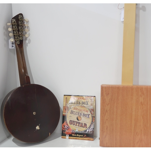 481A - A banjolin and a 3 string cigar box guitar with blues music learning CD