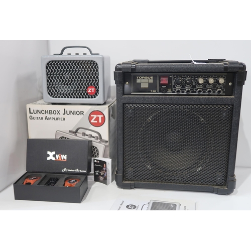 483B - ZT AMPLIFIERS LBR1 lunchbox reverb guitar amplifier and a X vive U2 wireless guitar system in redwoo... 