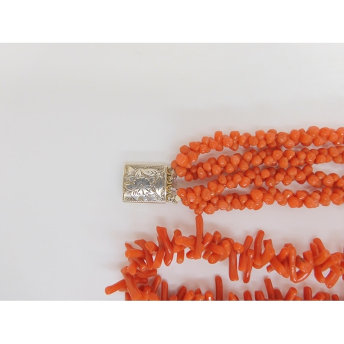 674 - A collection of coral bead jewellery to include,a baton coral bead necklace, largest approx 14mm to ... 