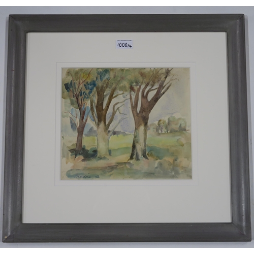 1000 - WILLIAM CROSBIE RSA RGI (1915-1999)LANDSCAPE WITH CHURCH SPIRE Watercolour, signed lower right,... 