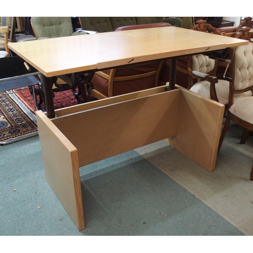 101 - A 20th century teak German Hulsta adjustable architects desk, 73cm high x 131cm wide x 77cm deep