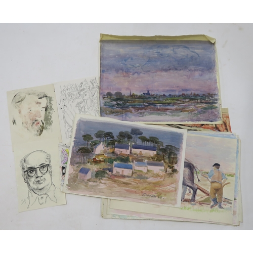 1015 - WILLIAM CROSBIE RSA RGI (1915-1999)A QUANTITY OF UNFRAMED WORKS To include landscapes, figure s... 