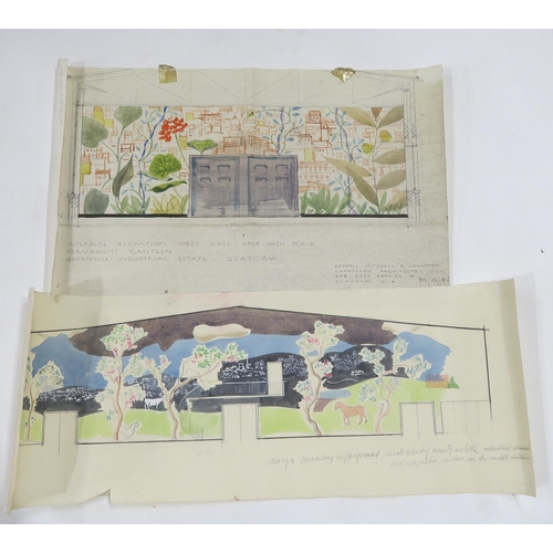 1016 - WILLIAM CROSBIE RSA RGI (1915-1999)A QUANTITY OF MURAL DESIGNS AND PLANS Various media includin... 