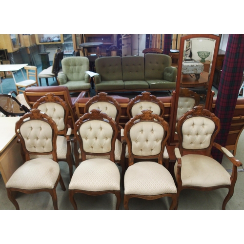 102 - A 20th century cheval mirror and seven 20th century parlour chairs (8)