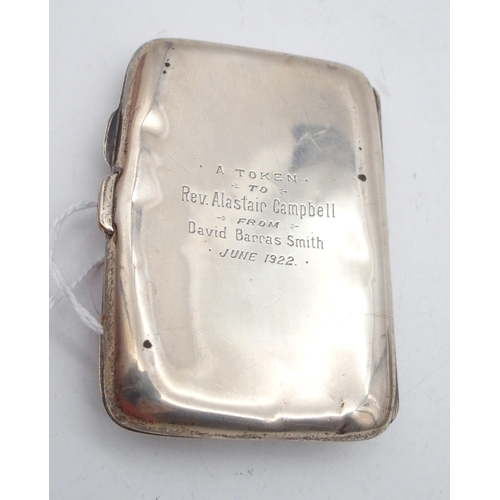 302 - A silver cigarette case, of plain form, the body monogrammed, by William Neale Ltd, Birmingham 1916,... 