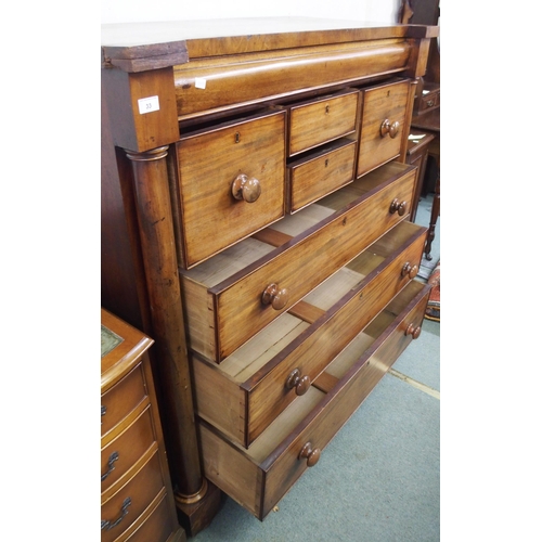 33 - A Victorian mahogany Scotch chest with single frieze drawer over four short drawers over three long ... 