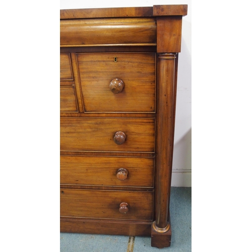 33 - A Victorian mahogany Scotch chest with single frieze drawer over four short drawers over three long ... 