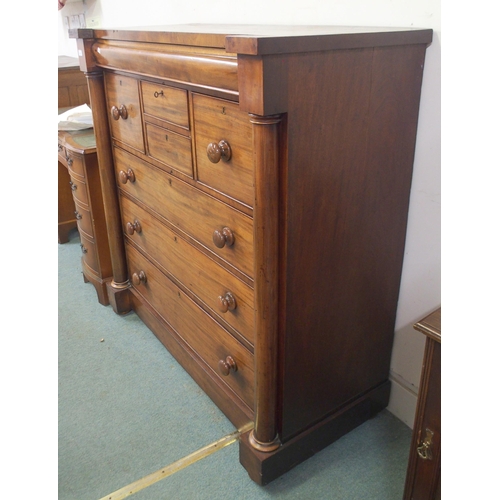 33 - A Victorian mahogany Scotch chest with single frieze drawer over four short drawers over three long ... 