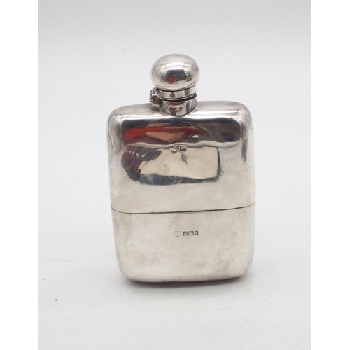 330 - An Edwardian silver hip flask, by G & J W Hawksley, Sheffield 1902, and a set of silver handled ... 