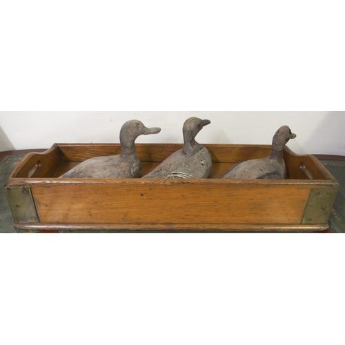 68 - A lot of three carved duck decoys, model of a Wahoo and a stationary tray (5)