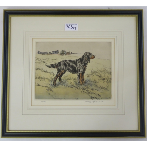 703 - HENRY WILKINSON (BRITISH 1921-2011) GUN DOGS Four coloured etchings, signed and numbered, ... 