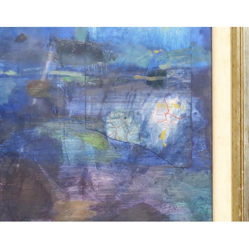 707 - RUTH TODHUNTER (SCOTTISH) ABSRACT IN BLUEMixed media collage, signed lower right, dated (19)98,... 