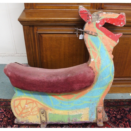 71 - A 20th century fairground merry go round seat painted in the form of a Gaelic dragon, 103cm high x 1... 