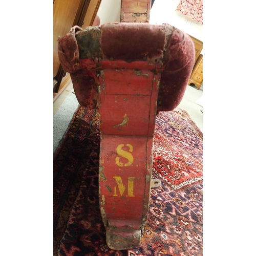 71 - A 20th century fairground merry go round seat painted in the form of a Gaelic dragon, 103cm high x 1... 