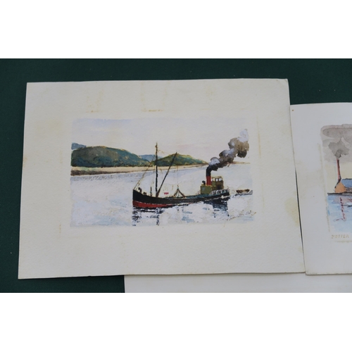 728 - JOHN MILLER THREE UNFRAMED WORKS OF STEAMBOATSWatercolour on paper, signed, 9 x 14cm (3)... 