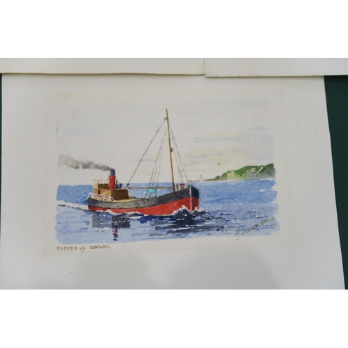 728 - JOHN MILLER THREE UNFRAMED WORKS OF STEAMBOATSWatercolour on paper, signed, 9 x 14cm (3)... 