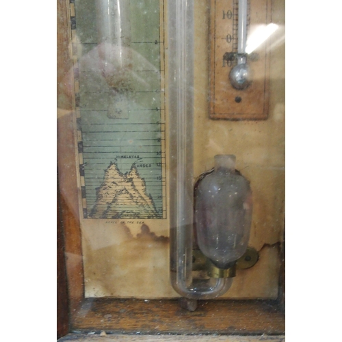 74 - A Victorian oak Admiral Fitzroy barometer/thermometer, 115cm high