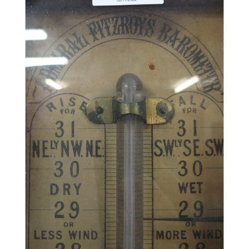 74 - A Victorian oak Admiral Fitzroy barometer/thermometer, 115cm high