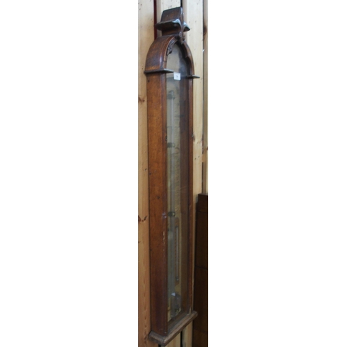 74 - A Victorian oak Admiral Fitzroy barometer/thermometer, 115cm high