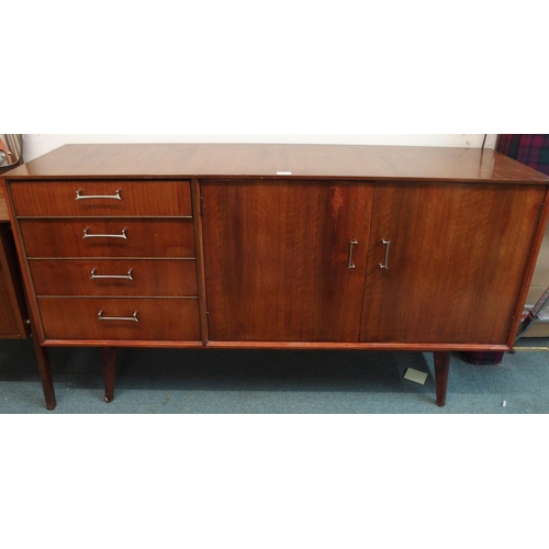 78 - A mid 20th century stained teak sideboard, 83cm high x 153cm wide x 46cm deep