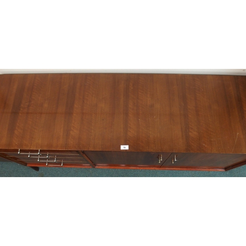 78 - A mid 20th century stained teak sideboard, 83cm high x 153cm wide x 46cm deep