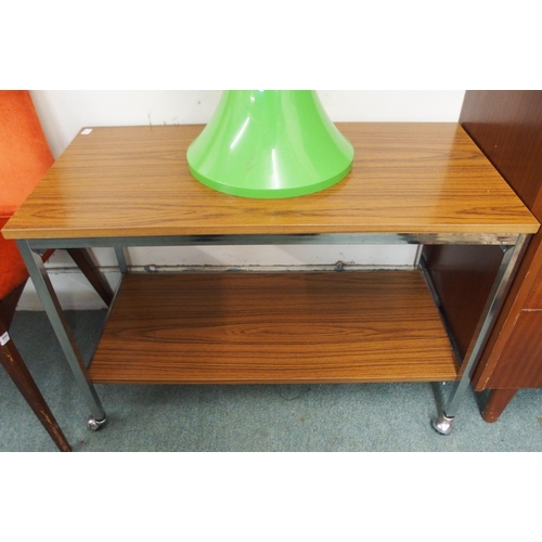 82 - A mid 20th century Tam Tam stool, 47cm high x 31cm diameter and a teak and chrome trolley, 56cm high... 