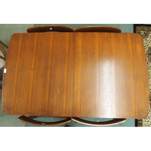 98 - A mid 20th century stained teak extending dining table, 75cm high x 138cm long x 81cm deep and four ... 