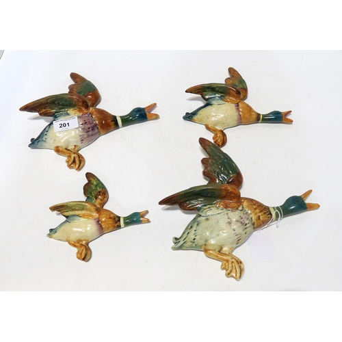 201 - A set of four Beswick flying ducks, no's 596-2 x 2, 3 and 4