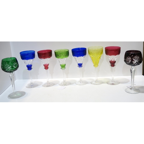 202 - Six Walsh fruiting vine flashed and cut drinking glasses, together with an assortment of other flash... 