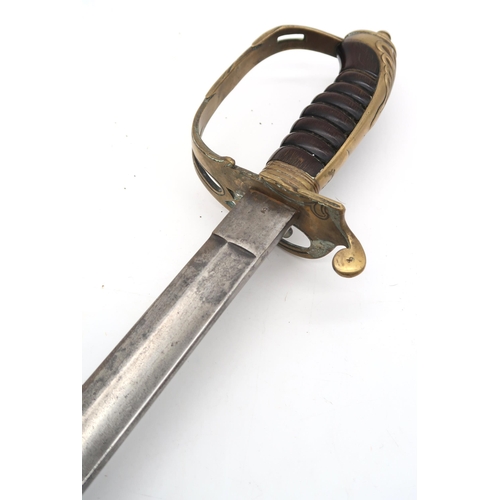 371 - An 1845 pattern infantry officer's sword, the guard halved for wall hanging, in a likely unassociate... 