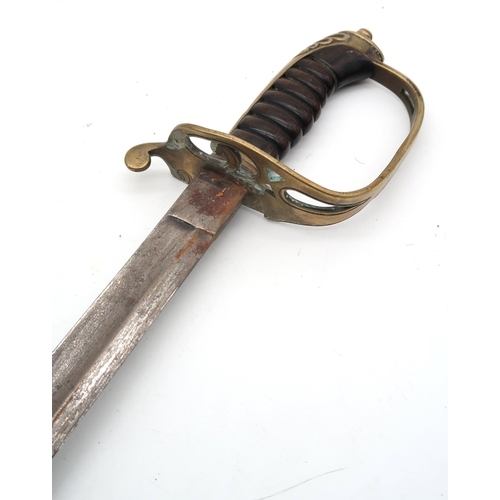 371 - An 1845 pattern infantry officer's sword, the guard halved for wall hanging, in a likely unassociate... 