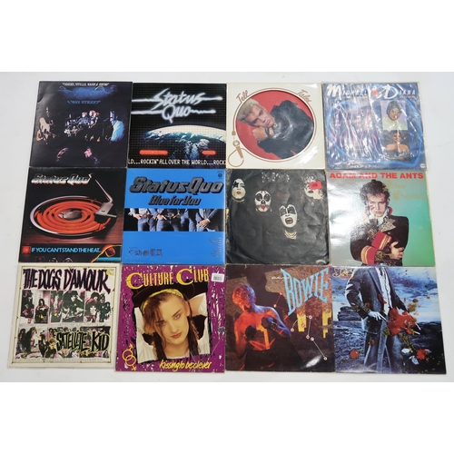 444 - Two boxes of vinyl LP records, with artists including Michael Jackson, Culture Club, Status Quo, Ada... 