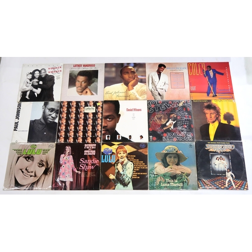 446 - A large quantity of pop and rock vinyl LP records, with artists including Rod Stewart, Billy Ocean, ... 