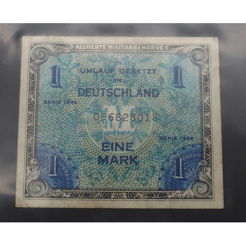 347 - A collection of banknotes with WW2 The Japanese Government One Ruppee and Ten Ruppee, One Centavo  a... 