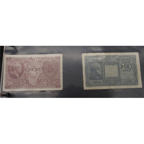 347 - A collection of banknotes with WW2 The Japanese Government One Ruppee and Ten Ruppee, One Centavo  a... 