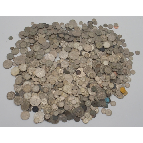 354 - A lot of various mostly British coins with crowns, shillings etc