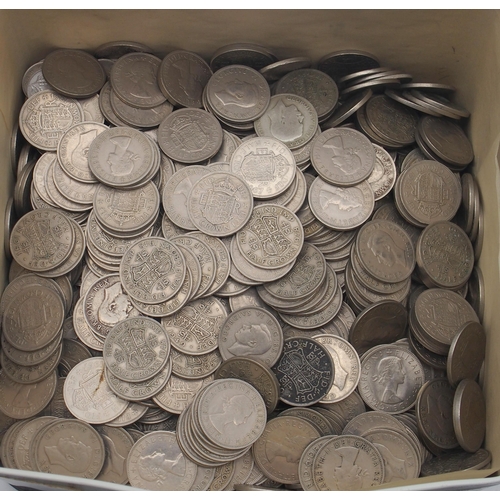 357 - A quantity of half crowns, two shillings 1947 onwards together with various British and foreign coin... 