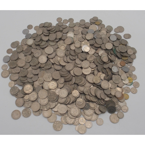 357 - A quantity of half crowns, two shillings 1947 onwards together with various British and foreign coin... 