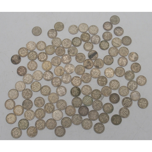 358 - A quantity of half crowns, florins, one shillings and three pence coins pre 1947 and a 50p