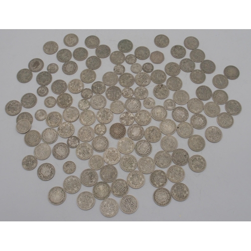 358 - A quantity of half crowns, florins, one shillings and three pence coins pre 1947 and a 50p