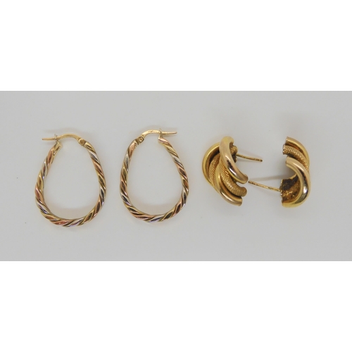 625 - Two pairs of 9ct gold earrings, weight 7gms