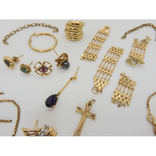 626 - A collection of gold and yellow metal (af) items, weight approx 25.5gms