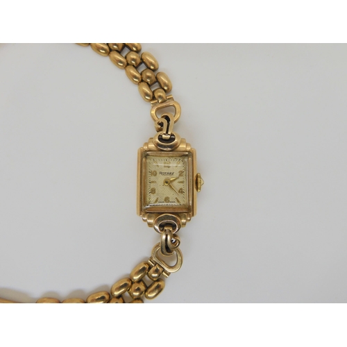 630 - A 9ct gold ladies vintage Rotary watch and strap, (two loose links) weight together with the mechani... 