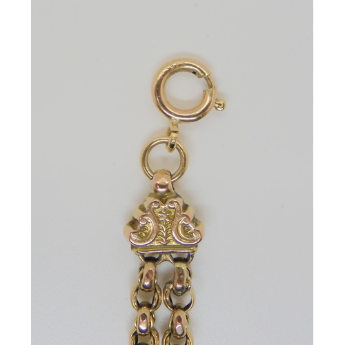 671 - A yellow metal fancy Albertina, length 19cm, weight 11gms