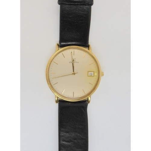 675 - A 9ct gold Zenith gents wristwatch, diameter of the case 3.2cm, weight with mechanism 26.6gms