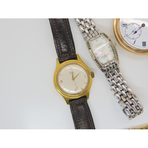 688A - A gold plated Avia retro watch together with a gold plated full hunter pocket watch and other items