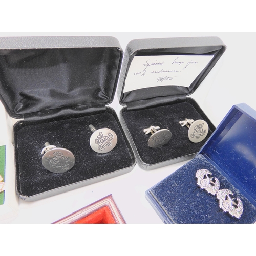 694 - A petit point handbag, a pair of Gordon Highlanders cufflinks, Michelin cufflinks (2 pairs) and othe... 