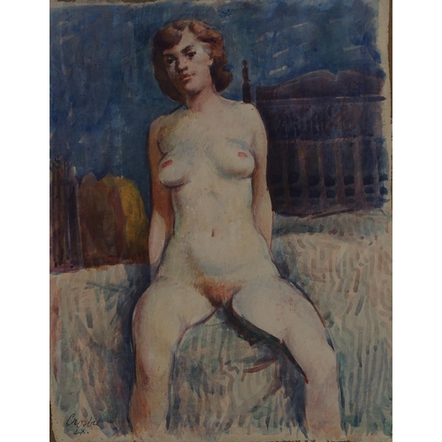 903 - WILLIAM CROSBIE RSA RGI (1915-1999)PORTRAIT OF GIRL & FEMALE NUDE Oil on board, watercolour... 