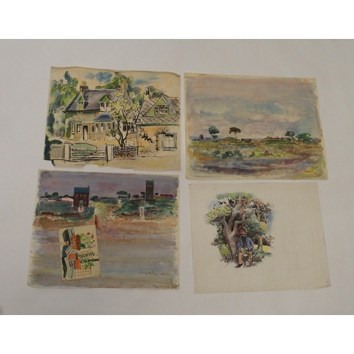 908 - WILLIAM CROSBIE RSA RGI (1915-1999)A QUANTITY OF LANDSCAPES IN COLOUR In various media to inclu... 